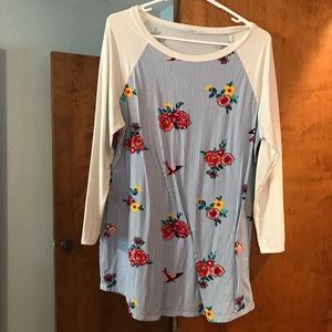 Floral baseball or raglan tee